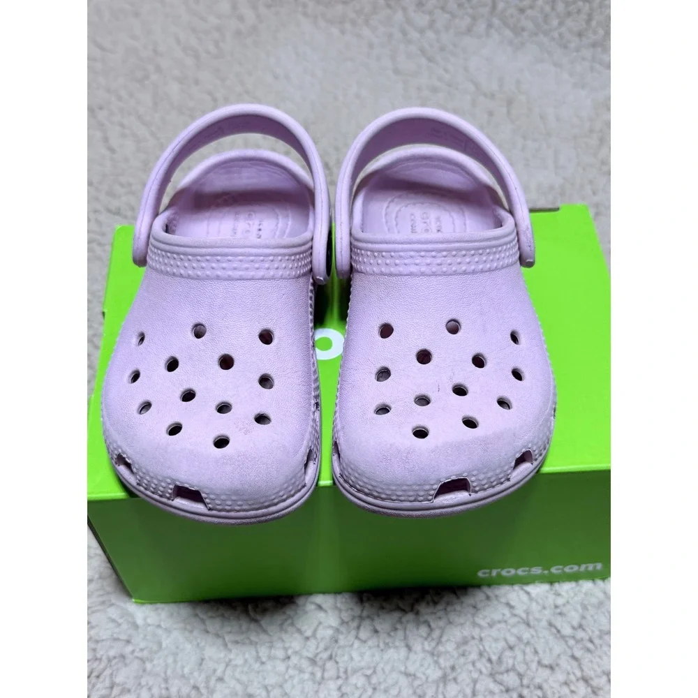 Crocs Classic Clog Kids Lavender Purple Slip On Water Shoes Size C7
